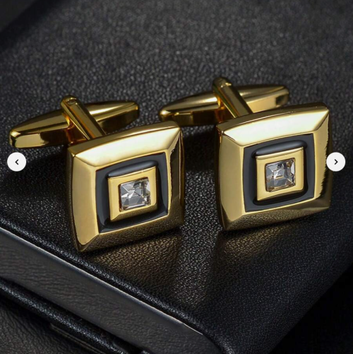 Rhinestone Inlay French Cuff links