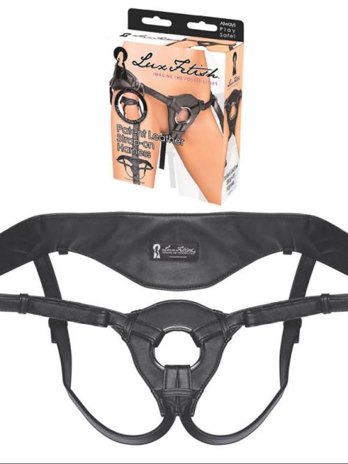 Lux Fetish Leather Strap-On Harness  Black